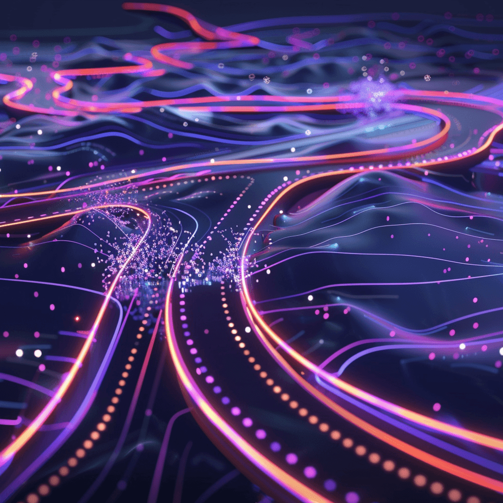 Abstract representation of fleet data analytics and AI processing